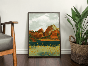 "Zion Cliffs" Vertical Landscape Canvas Art Print