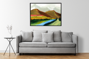 "Lazy River Mountains" Horizontal Fine Art Print - Jordan McDowell - art print - painting - home decor