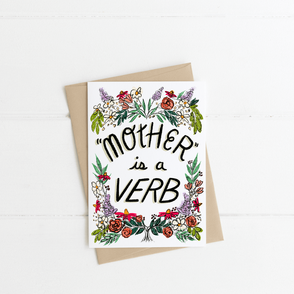 "Mother is a Verb" Mother's Day Card - Jordan McDowell - art print - painting - home decor
