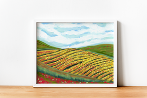 "Rolling Rapeseed Fields" Horizontal Fine Art Print - Jordan McDowell - art print - painting - home decor