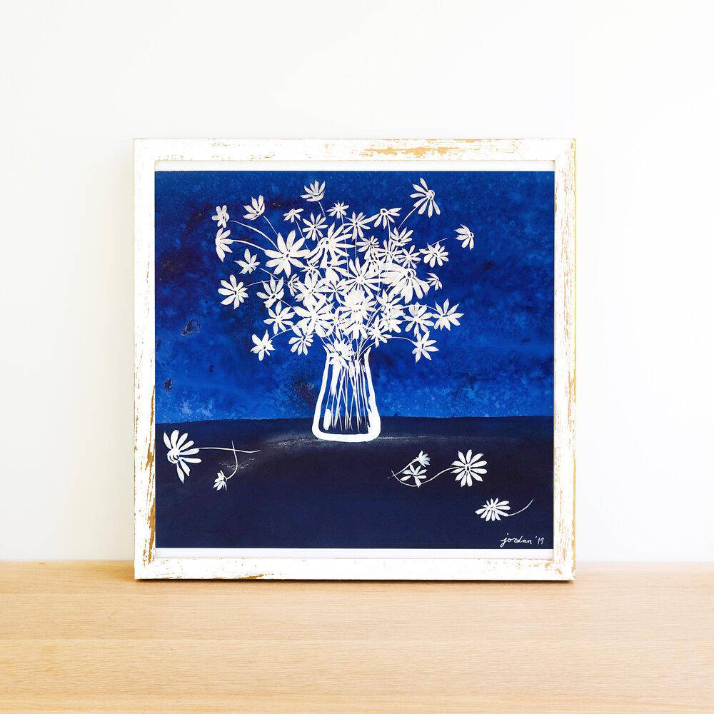 Daisy | Blue Floral Collection | SOLD - Jordan McDowell - art print - painting - home decor